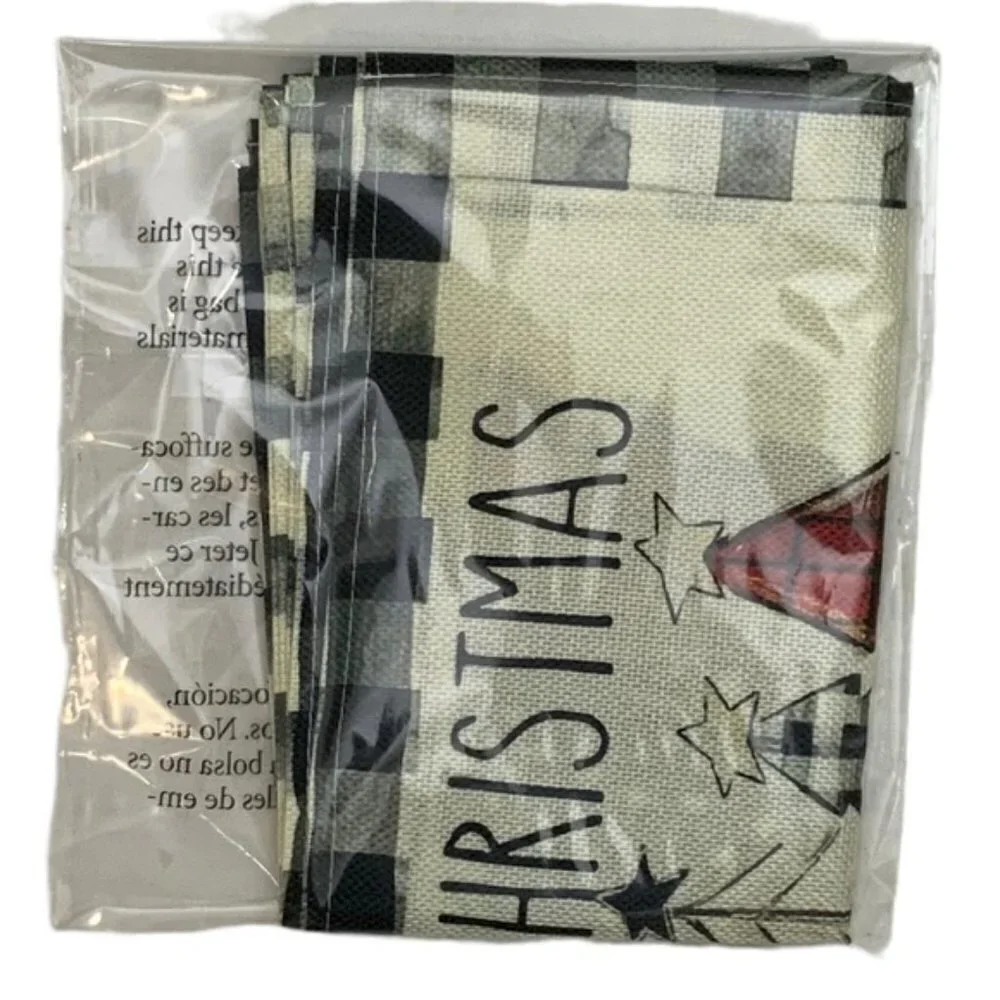 Christmas Placemats Primitive Farmhouse Buffalo Plaid Check Neutral  17.5 X 12